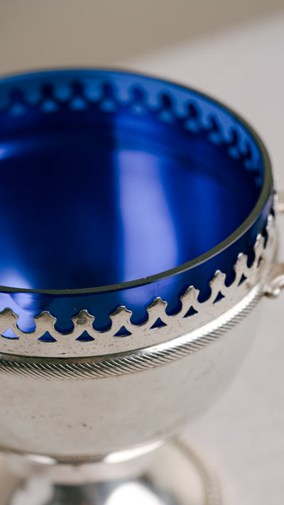 Copa de Alpaca Plateada con Cuenco de Cristal, S.XIX