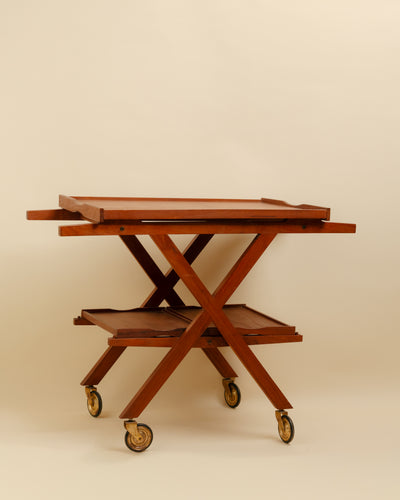 Carrito de Servicio Plegable Ebanistería Inglesa en Madera de Caoba