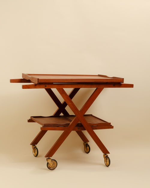 Carrito de Servicio Plegable Ebanistería Inglesa en Madera de Caoba
