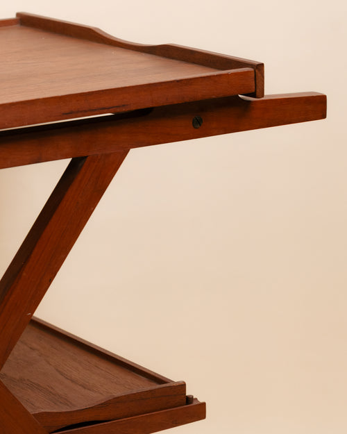 Carrito de Servicio Plegable Ebanistería Inglesa en Madera de Caoba