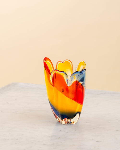 Jarrón Escultórico Fazzoletto de Murano Bícromo
