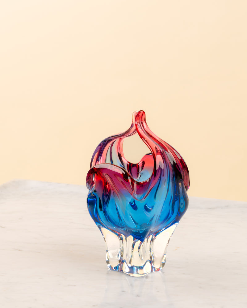 Centro de Mesa de Murano Llama Sommerso Bícromo