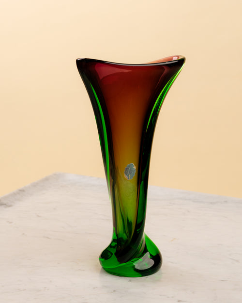 Jarrón Espiga Sommerso de Murano Verde y Amatista