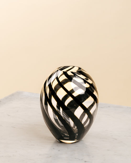 Jarrón Ovoide Zebra en Filigrana de Murano