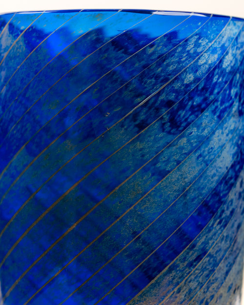 Jarrón Nebulosa de Murano Azul Cobalto y Plata