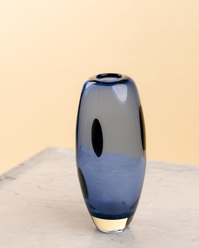 Jarrón Oculi Vidrio de Murano Azul Ahumado