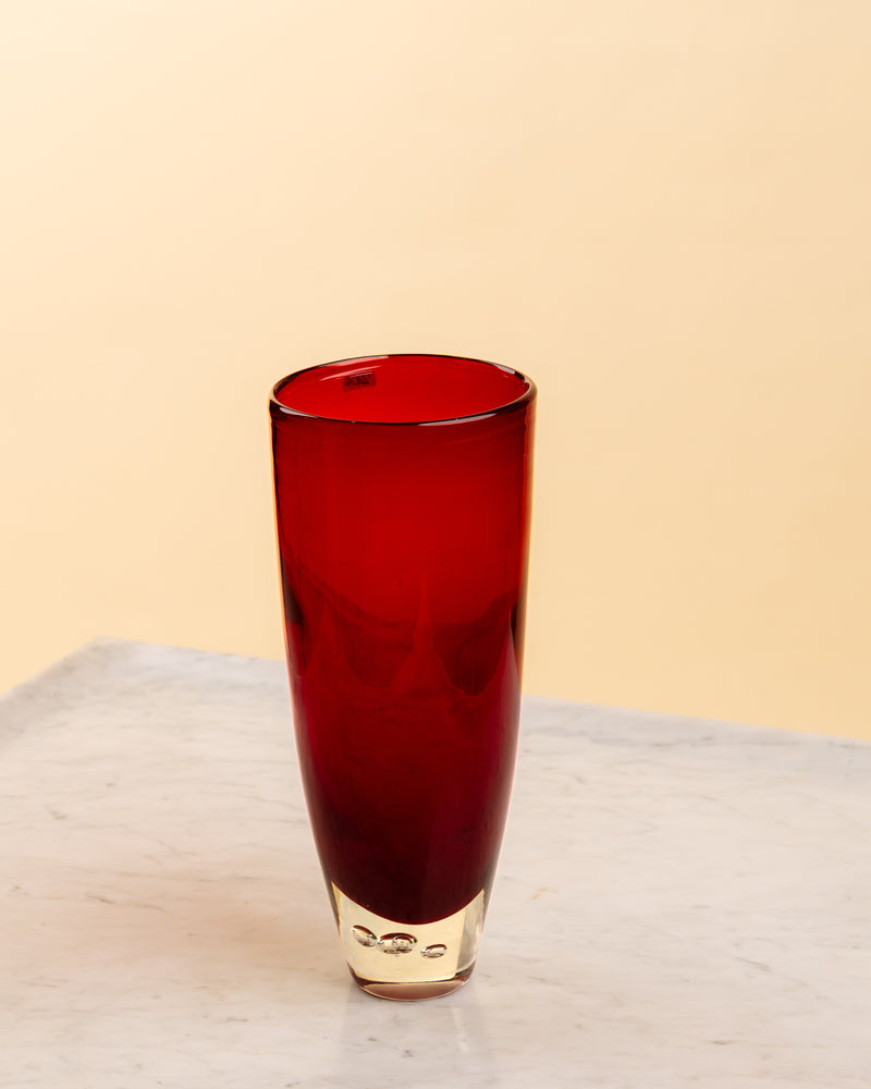 Jarrón Gota de Rubí en Vidrio Sommerso de Murano