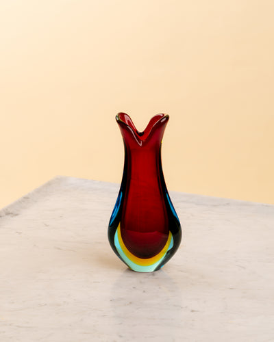 Jarrón Lirio Sommerso Tricromático de Murano