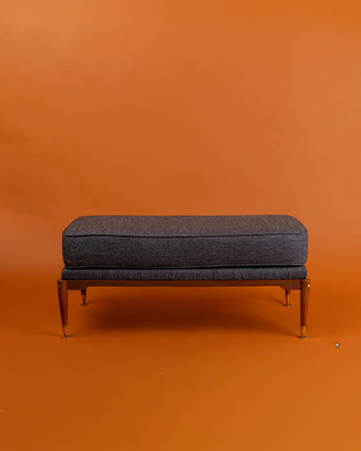 Banco de madera tapizado Mid-Century Modern