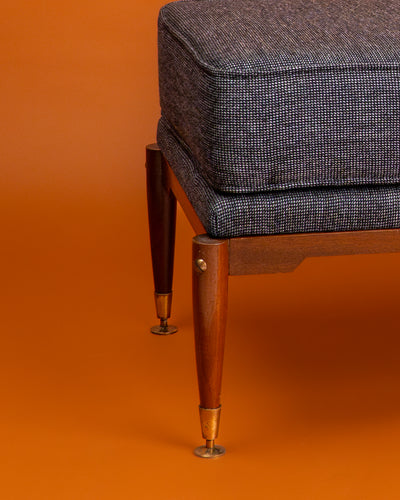 Banco de madera tapizado Mid-Century Modern