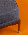 Banco de madera tapizado Mid-Century Modern