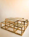 Mesa de Centro Escalonada y Modular de Latón y Cristal Templado