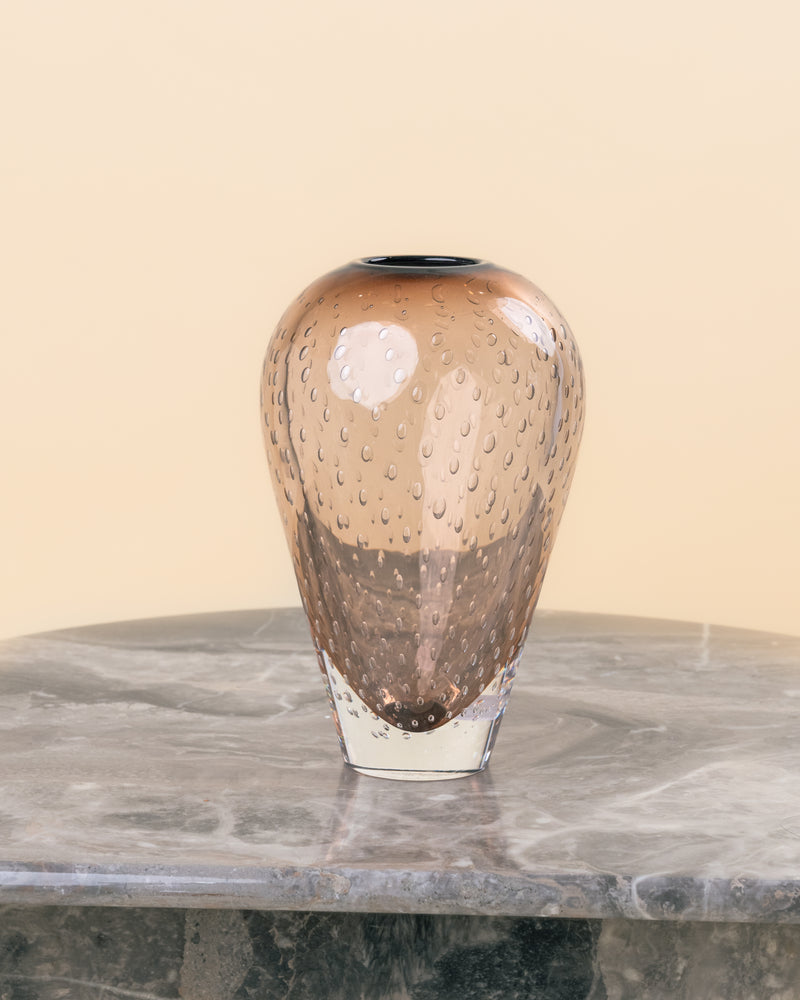 Jarrón Ovoidal de Vidrio de Murano con Textura de Burbujas