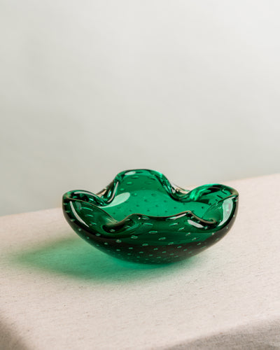 Cenicero Orgánico de Murano en Cristal Verde Esmeralda