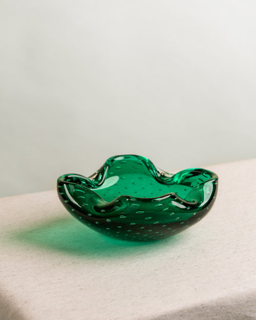 Cenicero Orgánico de Murano en Cristal Verde Esmeralda