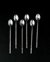 Juego de 6 Cucharillas en Metal Plateado con Mangos Labrados