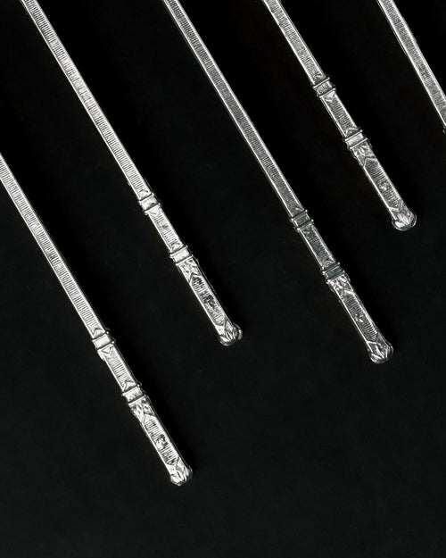 Juego de 6 Cucharas Largas de Cóctel o Refresco Labradas