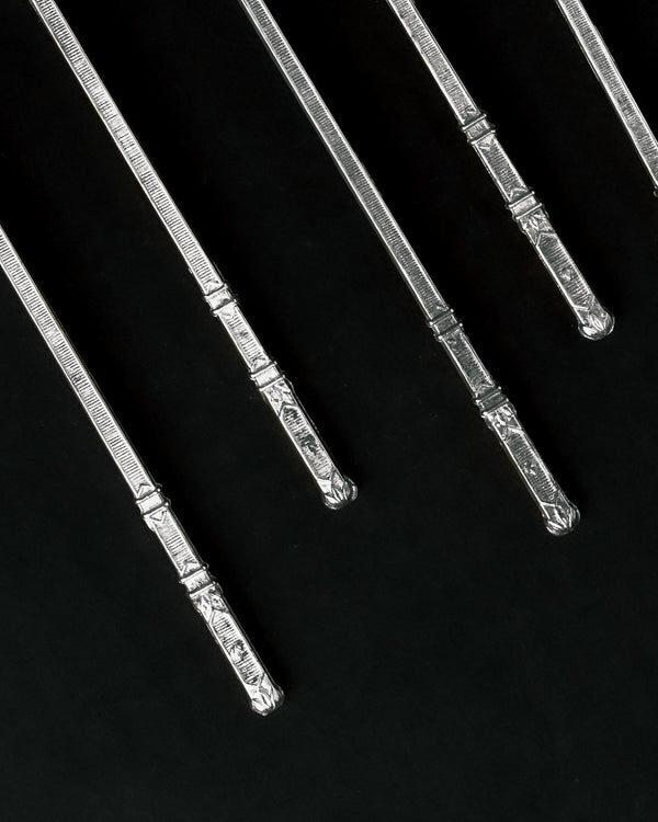 Juego de 6 Cucharas Largas de Cóctel o Refresco Labradas