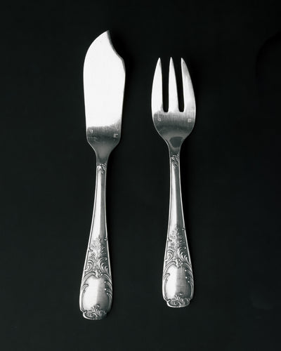 Cubertería de Pescado de 12 Piezas en Metal Plateado Luis XV