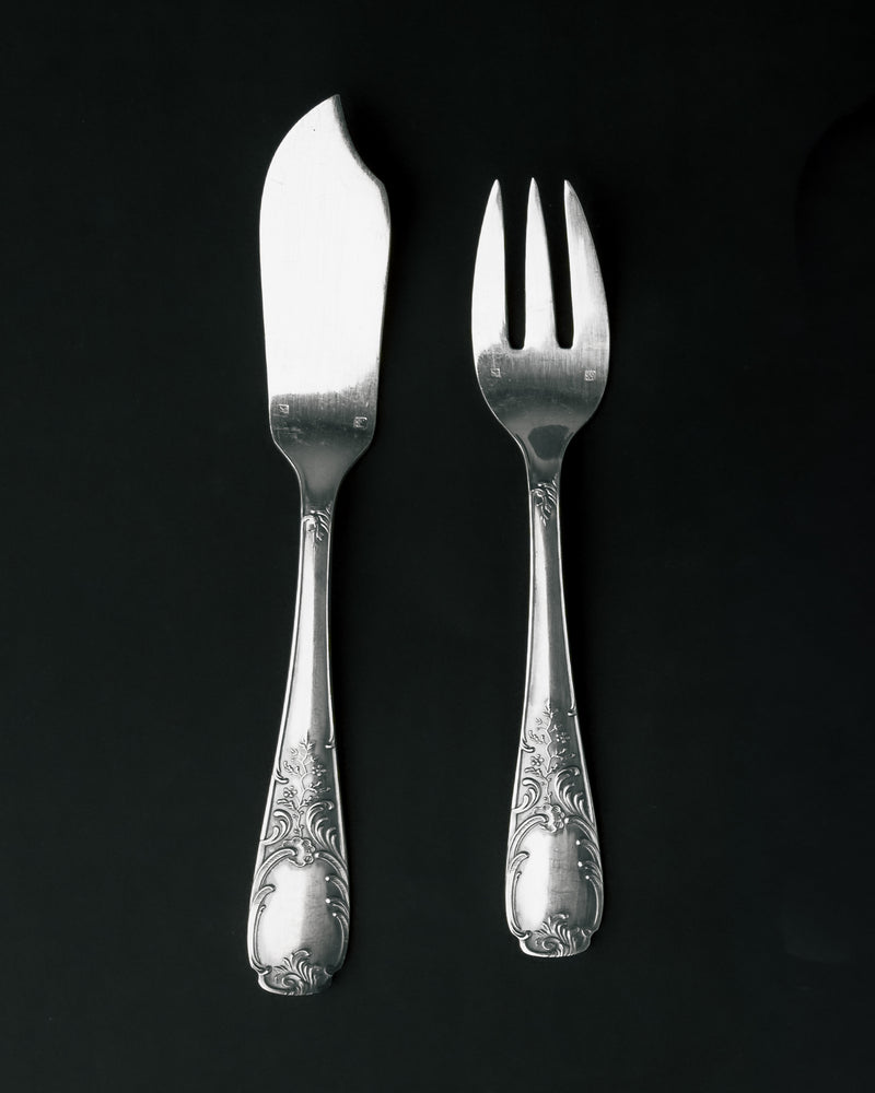 Cubertería de Pescado de 12 Piezas en Metal Plateado Luis XV
