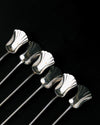 Juego de Cucharas Cocteleras Agitadoras en Metal Plateado y Resina Azul