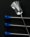 Juego de Cucharas Cocteleras Agitadoras en Metal Plateado y Resina Azul