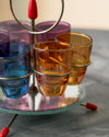 Carrusel Giratorio de Chupitos con 6 Vasos de Cristal de Colores