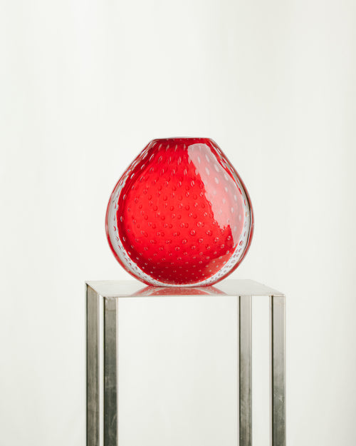 Jarrón Globular Bullicante en Rojo Rubí