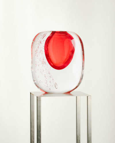 Jarrón Ovoidal Sommerso Bullicante Rojo
