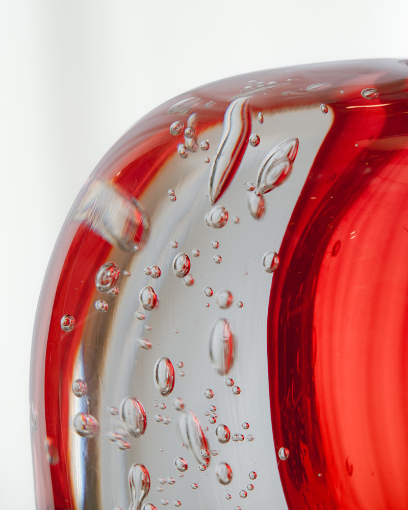 Jarrón Ovoidal Sommerso Bullicante Rojo
