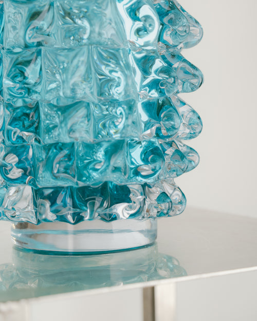 Jarrón Rostrato Turquesa de Cristal de Murano