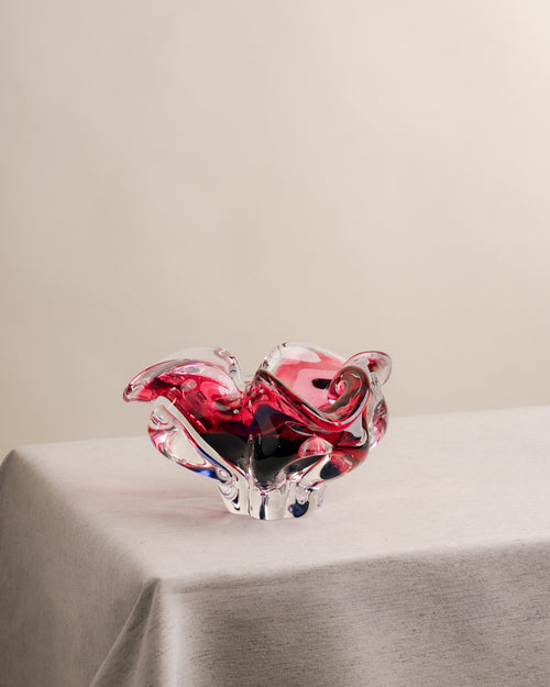 Cenicero de Murano Sommerso Floral Magenta