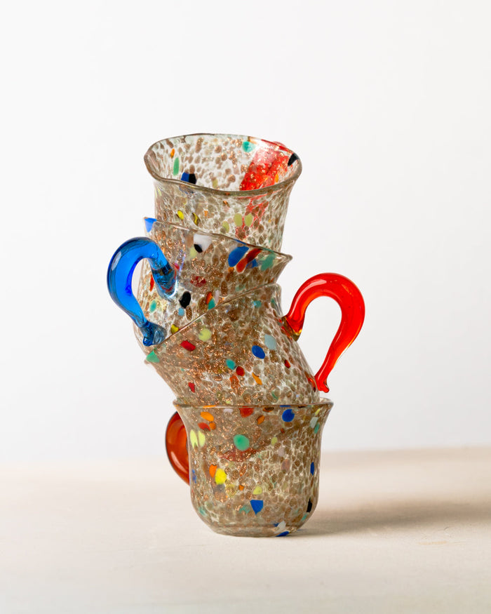 Set de 4 Tazas de Café Cristal de Murano con Aventurina y Macchia