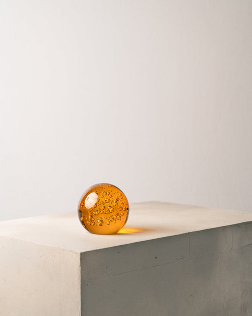 Esfera Pequeña con Burbujas Amarilla de Cristal Murano