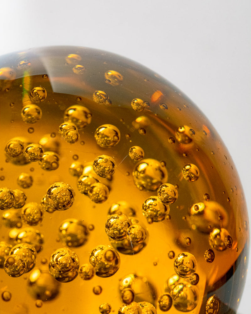 Esfera Pequeña con Burbujas Amarilla de Cristal Murano