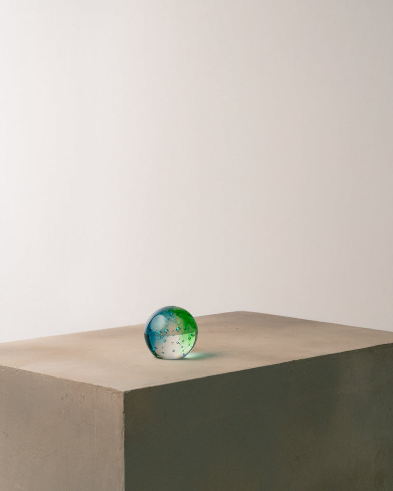 Esfera Pequeña con Burbujas Verde y Azul de Cristal Murano