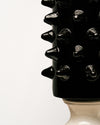 Pareja de Jarrones Escultóricos Studded Cerámica Esmaltada en Negro y Crema