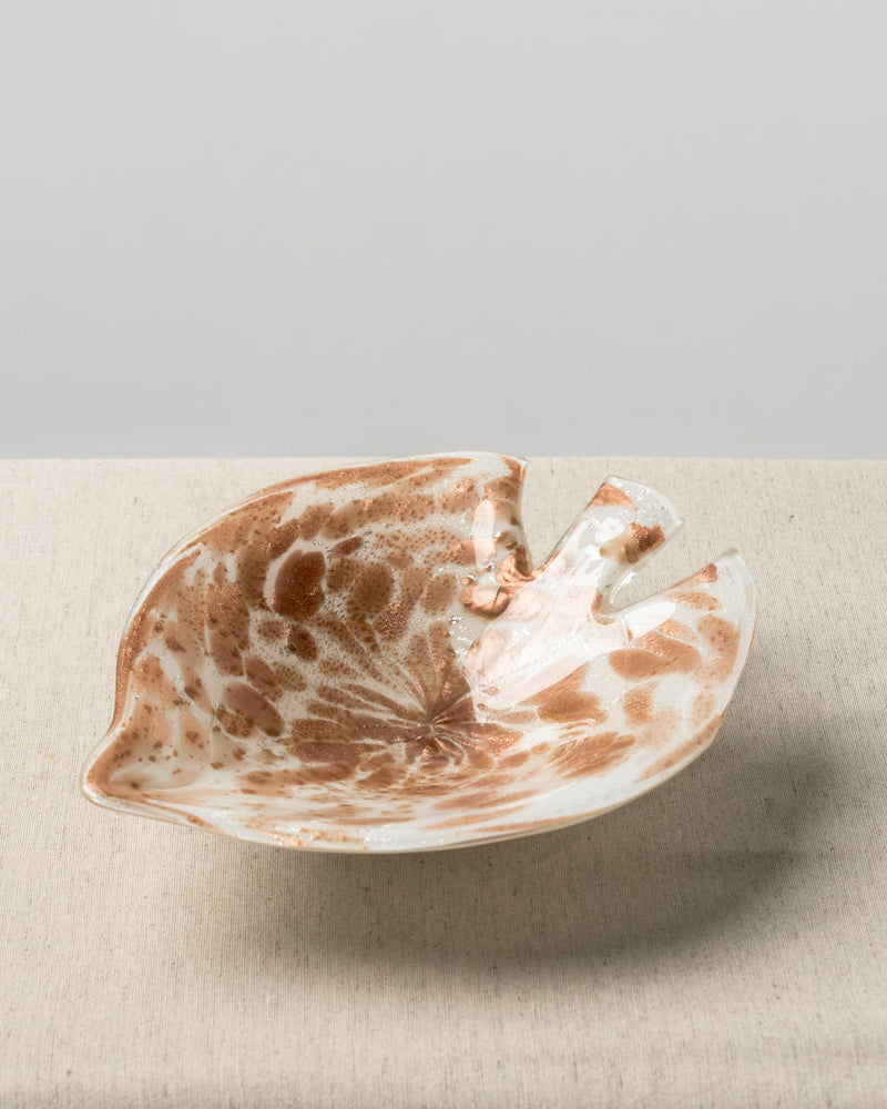 Cenicero Hoja Rose Gold de Cristal Murano
