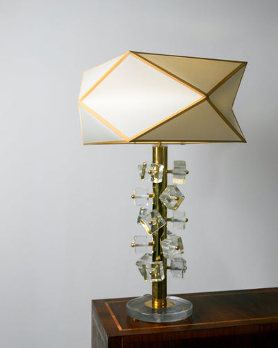 Pareja de Lámparas Pantalla Geométrica y Cubos Murano