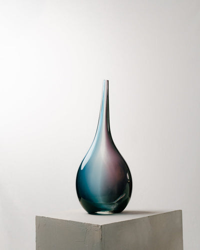 Jarrón Gota Azul y Morado Grande de Cristal de Murano