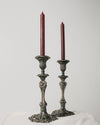 Pareja de Candelabros de Gran Formato Plateado con Relieves Florales