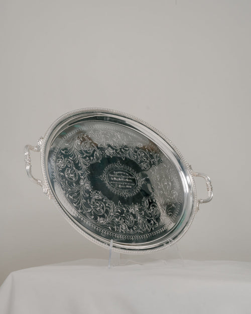 Bandeja Grande de Alpaca Plateada. Inglaterra S. XIX