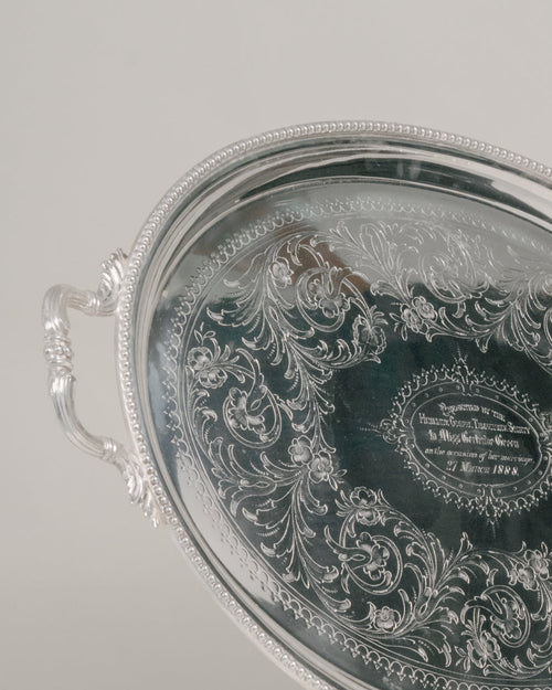 Bandeja Grande de Alpaca Plateada. Inglaterra S. XIX