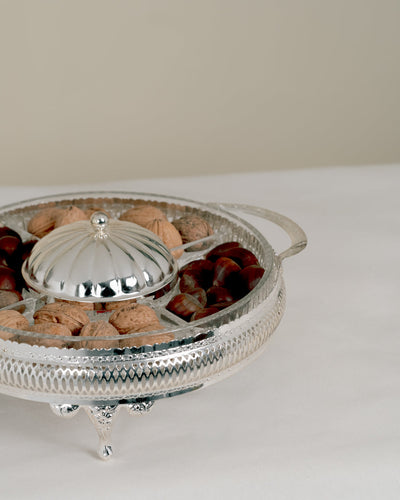 Bombonera de alpaca plateada con cristal tallado