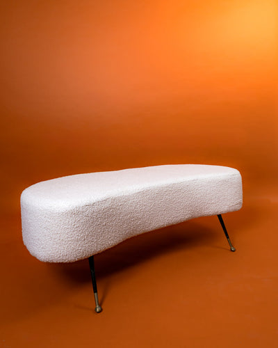 Banqueta de Diseño Italiano en Bouclé Blanco