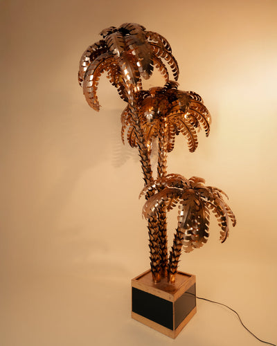 Lámpara Palmera Dorada Triple de Maison Jansen