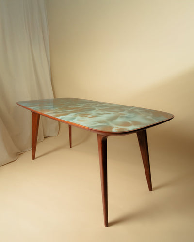 Mesa de Comedor Italiana con Cristal Marmolado