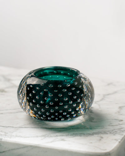 Porta velas de Murano verde con Burbujas