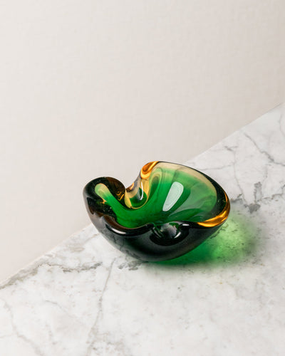 Cenicero Curvado Verde Pequeño de Cristal Murano
