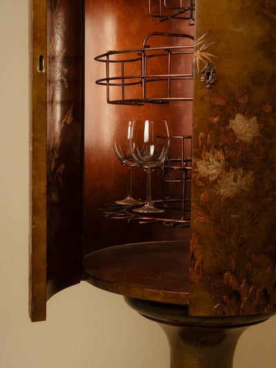 Mueble bar circular lacado Chinoiserie